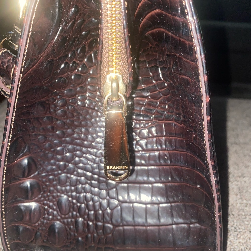 Brahmin Dark Brown Croc-Embossed Satchel Cocoa Ombré Melbourne like New - Picture 3 of 10
